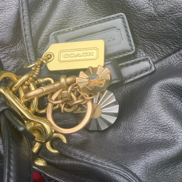 Coach Madison black leather Marielle Drawstring hobo bucket bag plus charms - Picture 2 of 15